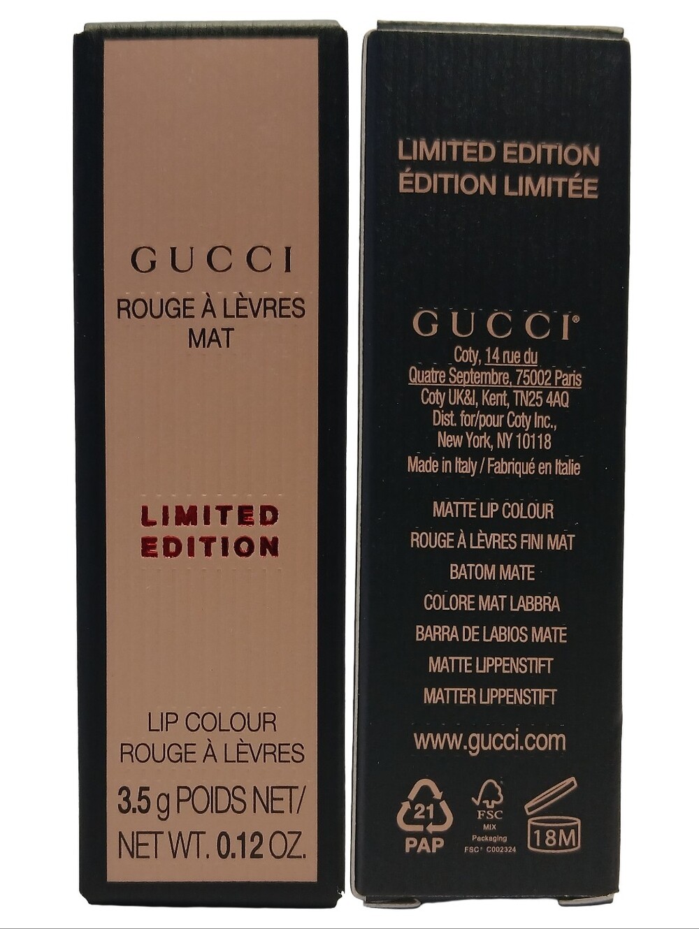 GUCCI ROUGE À LÈVRES MAT Limted Edition Lip Colour 3.5 G | 0.12 OZ